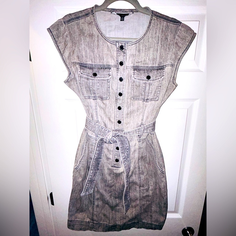 White House Black Market gray denim dress. Size 2